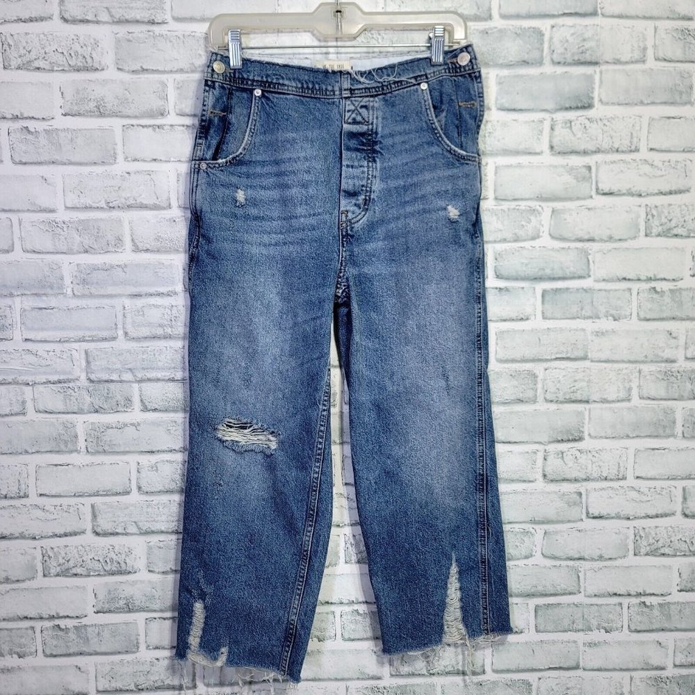 We The Free People Denim Women 24 Cropped Ankle Grazer Distress Baggy Boyfriend
